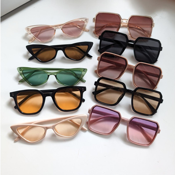 Retro Pink Square Mob Wife Festival Sunglasses Barbie Chic Tinted Sunnies Shades - Picture 4 of 5